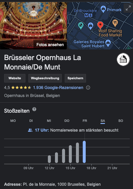 Brüssler Opernhaus: Stoßzeiten am Samstag